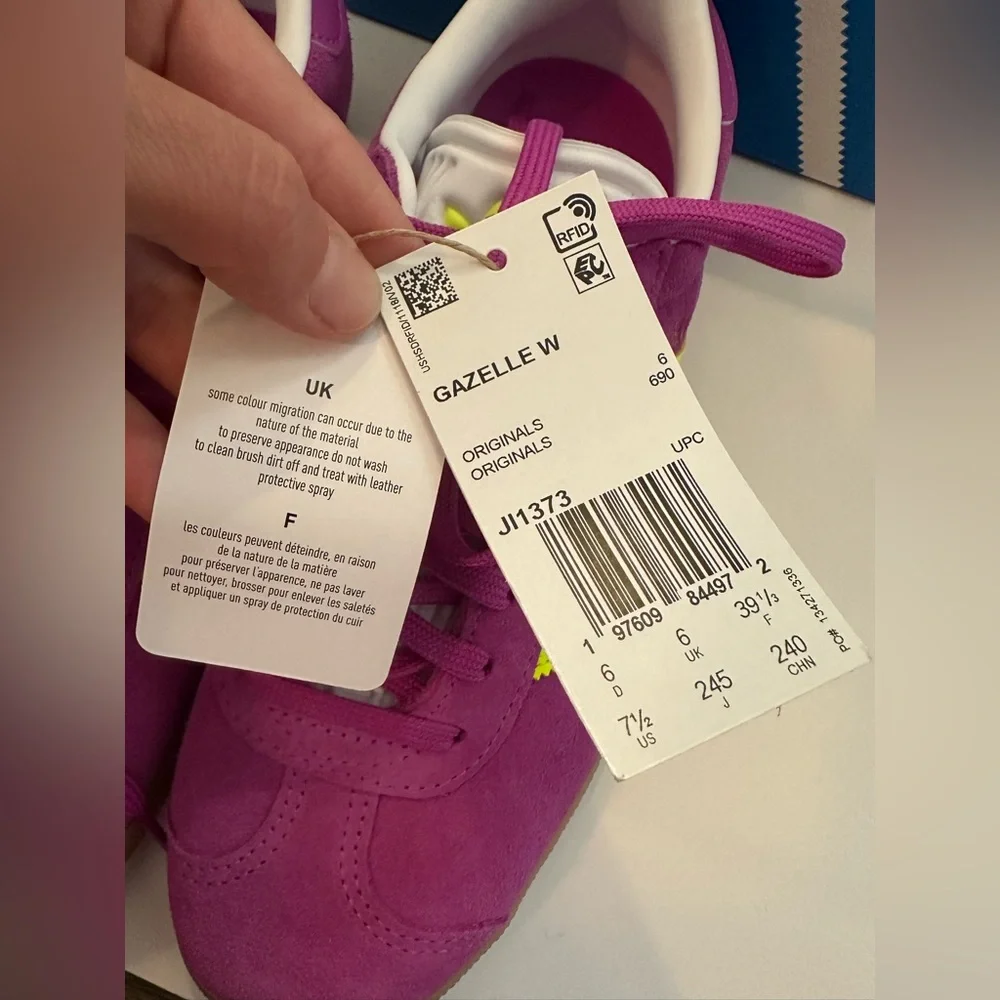 NWT adidas Originals Gazelle sneakers in pink and yellow with gum sole Women’s